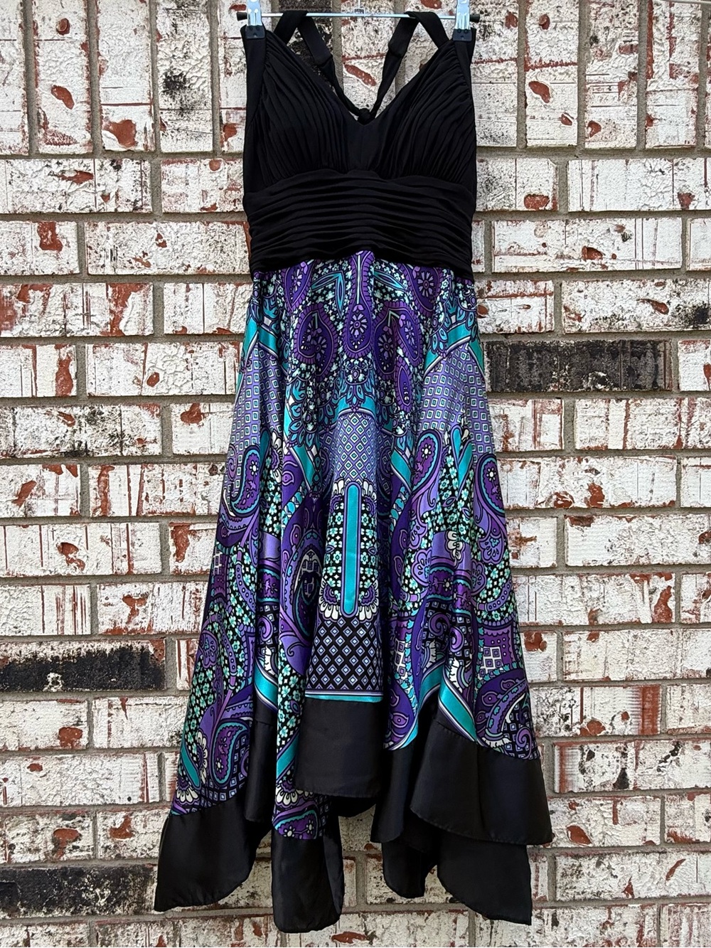 Y2K Paisley Hankerchief Satin Halter Signsture by Sangria Sz 8 Dress